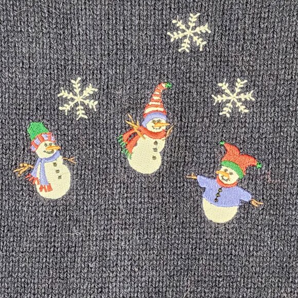Croft & Barrow Ramie Blend Snowflake Snowman Embroidered Full Zip Sweater - Picture 4 of 6